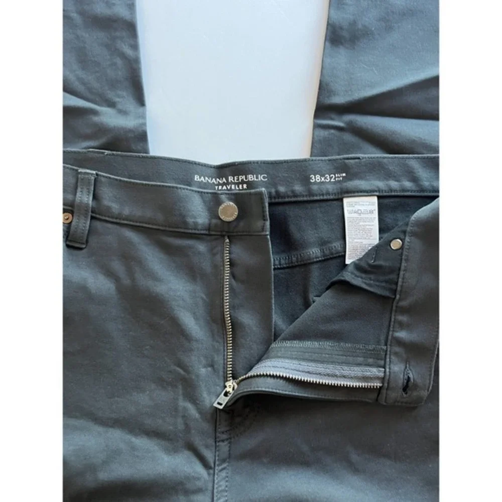 Banana Republic Pants Mens 38x32 Black Traveler Slim Fit Chino‎ Preppy